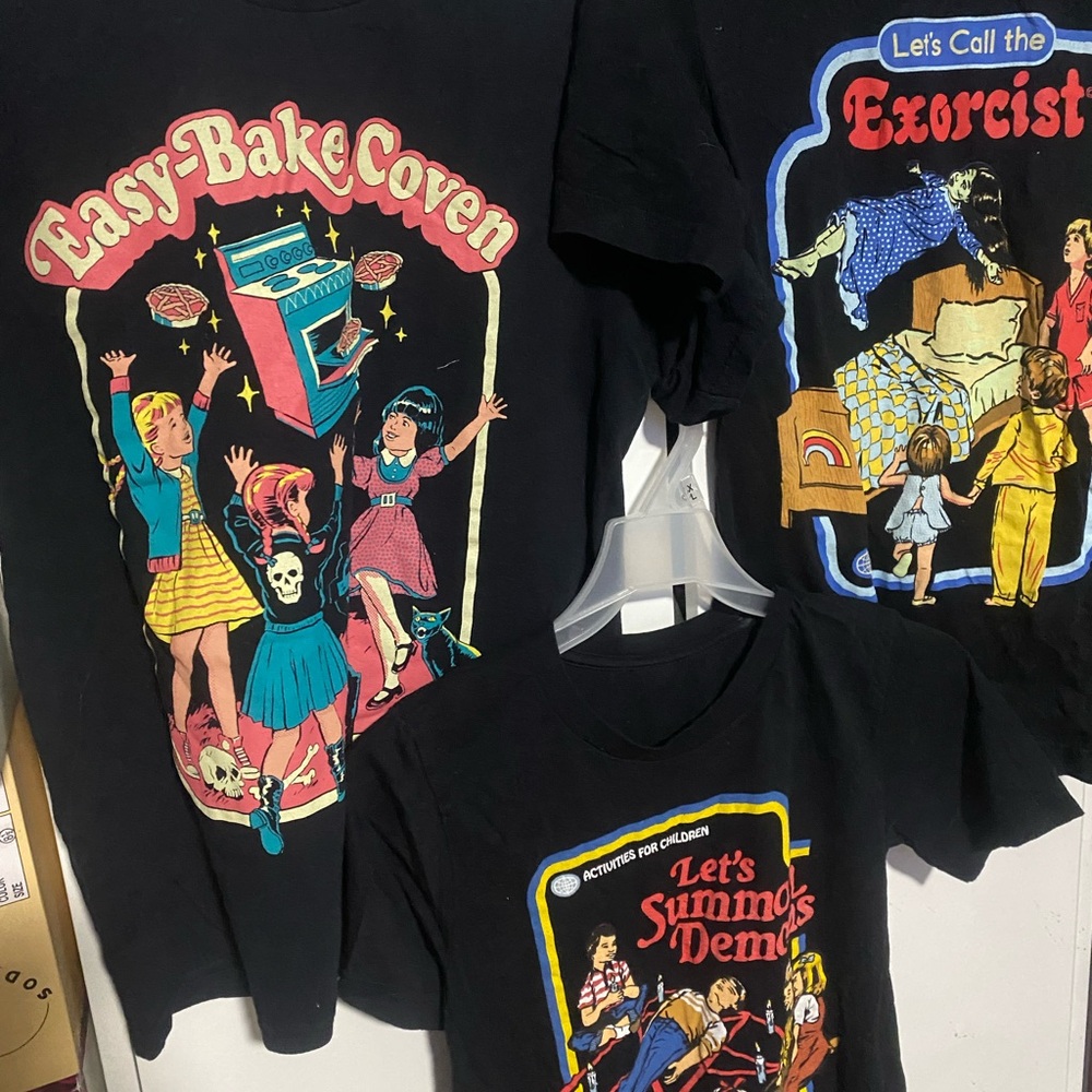 Black Graphic Humor Horror Tees (3)